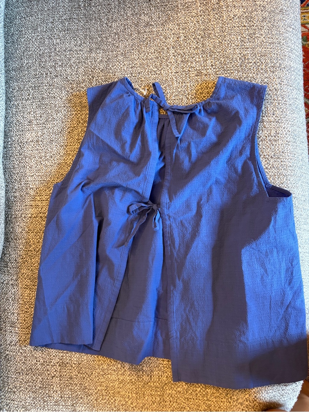 Everlane Sleeveless Tie-Back Top in Deep Blue